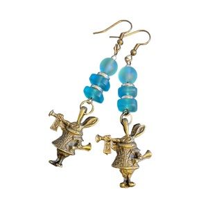 White Rabbit sea glass earrings handcrafted